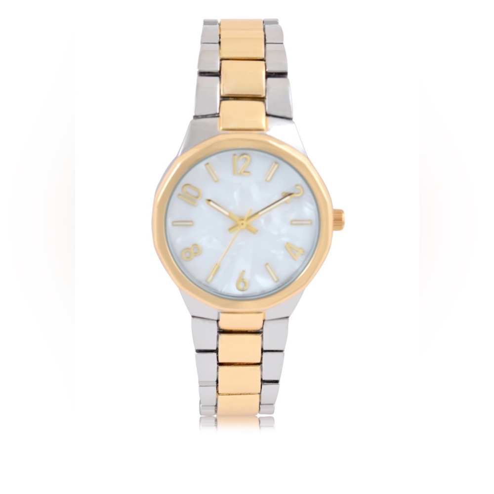 Time & tru Ladies Two Tone Metal Bracelet Watch With Mother Of Pearl Dial 33 Mm